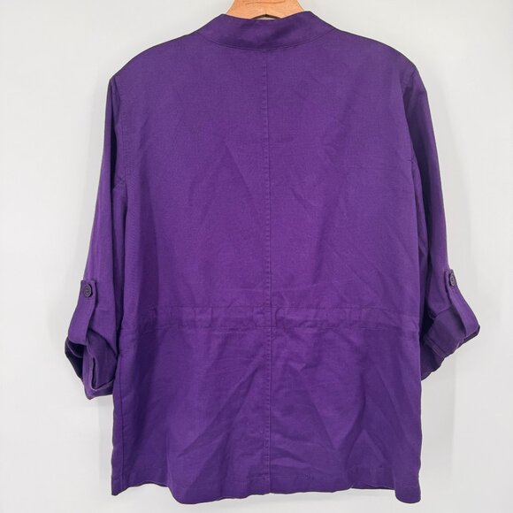 Chicos 2 Womens Purple  Jacket Drawstring Waist 3/4 Roll-Tab Sleeves Size large - Picture 9 of 10